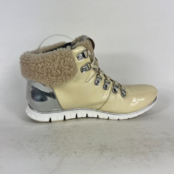 Cole Haan Zerogrand Winter Snow Boots Women's 8.5 Ivory Leather Shearling W09835 - Picture 3 of 10